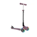 GLOBBER Primo Foldable Lights – Tretroller Kinder, 120/80 mm, ABEC 5, 3-rädrig, höhenverstellbar, LED-Rollen, lila