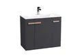 BADEDU Badmöbel-Set Waschtischunterschrank, Keramik-Waschbecken, Holzgriffe