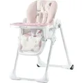 Kinderkraft YUMMY Zusammenklappbarer Kinderhochstuhl - 7-stufig höhenverstellbar - 3-stufig Rückenlehne - Abnehmbares Tablett - 5-Punkt-Gurt - Rosa - Rosa