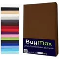 Buymax Spannbettlaken Buymax Jersey aus 100% Baumwolle, Jersey, Gummizug: Rundumgummi, (1 Stück), Pflegeleicht und Atmungsaktiv in Verschiedenen Farben und Größen braun 140 cm x 200 cm