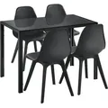 [en.casa] Essgruppe für 4 Personen Schwarz Esstisch + 4 Stühle Küchentisch Esszimmertisch mit Esszimmerstuhl - Schwarz