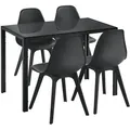 [en.casa] Essgruppe, Schwarz, Metall, 4-Sitzer, Rechteckig, 105x75x60 cm, Esszimmer, Bänke, Tisch- & Eckbankgruppen