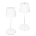 Briloner LED Außen Deko Tisch Lampe Leuchte 2er Set Kunststoff weiß 26x10,5 cm