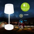 Akku Tischlampe LED Kabellos Nachttisch Lampe USB-C Touch Dimmbar IP44 26cm Weiß