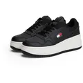 Tommy Jeans TJW RETRO BASKET FLATFORM Keilsneaker, Plateau, Freizeitschuh, Schnürschuh, mit Lochmuster, im Basket-Look schwarz 39 EU