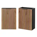 Lomadox Waschtischunterschrank 40 cm Waschbeckenunterschrank Unterschrank Badschrank Tür anthrazit mit Eiche Nb. Schwarze Rillen 40x57x22 cm
