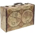 HMF VKO104 Vintage Vintage Koffer Truhe Holzkiste Holz 38 x 26 x 13 cm Deko Weltkarte Farbe