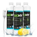 BiOHY Glas- und Oberflächenreiniger (3x1l Flasche) + Dosierer | Alkoholreiniger Konzentrat | Universalreiniger | Intensiv & Nachhaltig reinigender Automatenreiniger | Profi -Reiniger