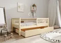 TIMBEE - Alfi Box - Kinderbett 70x140 mit Schublade - Bett Holz Unlackiert - Einzelbett für Kinder mit Lattenrost und Rausfallschutz Abnehmbar - Belastbar bis 100 kg - aus Kiefernholz Klasse 1