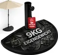 DEUBA® Sonnenschirmständer halbrund Balkon Terrasse 9 kg Blumen Design schwarz Gussoptik wetterfest Schirmständer Balkonschirm Terrassenschirm Ständer