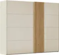 Schwebetürenschrank RAUCH "Kleiderschrank Schrank Garderobe Wäscheschrank TEGIO", beige (champagner, glas champagner, absetzungen asteiche), B:262cm H:223cm T:69cm
