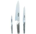 GLOBAL Messer-Set Messerset G-21524: Kochmesser + Kleines Schälmesser + Universalmesser (Spar-Set, 3-tlg)