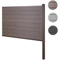 WPC-Sichtschutz Sarthe, Zaun Windschutz, WPC-Pfosten zum Einbetonieren ~ Erweiterungselement, 188cm braun