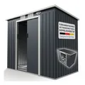 Juskys Metall Gerätehaus Geräteschuppen M mit Pultdach, Schiebetür & Fundament 4m³ anthrazit