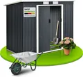 Juskys Metall Gerätehaus M mit Pultdach, Schiebetür & Fundament - 4m³ - Anthrazit