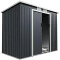 Juskys Geräteschuppen, Anthrazit, Metall, 130x173x213 cm, Aufbewahrung & Schutzhüllen, Geräteschuppen