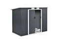 Juskys Metall Gerätehaus Geräteschuppen M mit Pultdach, Schiebetür & Fundament 4m³ anthrazit