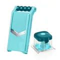 Genius Nicer Dicer Chef Professional Verstellbarer Gemüsehobel Set 2-tlg. - Schneidehobel, Scheibenschneider, mit Handy Hopper, inkl. Schutzabdeckung, V-Klinge