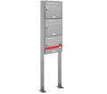 AL Briefkastensysteme Standbriefkasten 3 Fach Premium Edelstahl Briefkasten Post A4 modern robustwetterfest