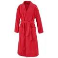 Egeria Unisex-Bademantel Topas, ideal für Sauna & Spa, Hotelbademantel, Morgenmantel, Langform, Walkfrottee, Schalkragen, Gürtel, für Damen & Herren, in Kimonoform rot M | 125 cm