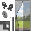KESSER® Fliegengitter Tür Magnetisch, 90x210cm Insektenschutz Balkontür & Terrassentür, Mückenschutz Selbstschließend, ohne Bohren mit Klett, Reißfest, Luftdurchlässig, Haustierfreundlich, Anthrazit