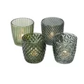 Windlicht Glas grün Teelichthalter 4er Set