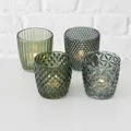 Windlicht Glas grün Teelichthalter 4er Set
