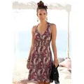 LASCANA Neckholderkleid mit Alloverprint und V-Ausschnitt, Sommerkleid, Strandkleid lila 46