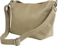 Toscanto Schultertasche Toscanto Tasche taupe beige Leder (Schultertasche), Damen Schultertasche, Umhängetasche Leder, taupe, beige ca. 29 x 20cm