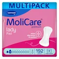 MoliCare lady Pad 1.5 Tropfen ultra diskrete Einlagen für Frauen ohne Dufstoffe, dünne & flexible Einlagen für leichte Inkontinenz, geruchsneutralisierend, 192 Stück