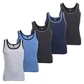 MT Herren Melange Tank-Top (5er Pack) Baumwoll Feinripp Unterhemden ärmellos - 5farb-Pack mit Blau 9 (3XL)