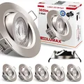 max K O M F O R T 6x LED Einbaustrahler dimmbar Ultraflach 5 Watt Edelstahl-Optick schwenkbar 230V Rund warmweiß Deckenstrahler Spot Deckenspot Lumax