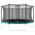 BERG Favorit Trampolin Ø 380 cm grün | Safety Net Comfort Sicherheitsnetz | rundes Gartentrampolin für Kinder | Airflow Sprungtuch | SoloSpring Federn | UV‑beständige Randabdeckung