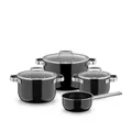 WMF Fusiontec Mineral Pro, 4-teiliges Topf-Set, langlebiges, kratzfestes Material, Kochtopfset Induktion, für alle Herdarten geeignet, Made in Germany, schwarz, 0518695290
