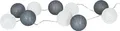 10er Lichterkette LED Ø6cm Kugeln Girlande Lampions Baumwolle Weiß Grau Deko