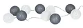 levandeo 10er Lichterkette LED Kugeln Lampions Baumwolle Weiß Grau Cotton Girlande Deko Cottonballs