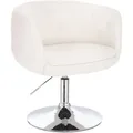 Svita Panama Retro Loungestuhl Cocktailsessel Weiß Kunstleder Tellerfuß Barstuhl