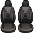 BREMER SITZBEZÜGE Maß Auto Schonbezüge kompatibel mit Mercedes GLC X253 C253 Fahrer & Beifahrer Set ab 2015 / Auto Schonbezug Velour Kunstleder Set 2er Pack in Schwarz/Blaue Naht (PS806)