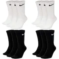 NIKE 6 Paar Everyday Lightweight Crew SX7676 Tennis Socke weiß schwarz grau, Farbe:weiß schwarz, Größe:38-42