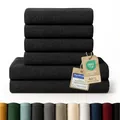 Blumtal Premium Frottier Handtücher Set 4 teilig 100% Baumwolle - Oeko-TEX zertifiziertes Badetuch 2X (70x140 cm) + Towel 4X (50x100 cm) - saugstarkes Frottiertücher Set - Handtücher Schwarz