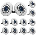 Bowfar 12 Stück Solar Bodenleuchten Aussen, Solarleuchten Garten mit 12 LEDs für Außen, 3000K Kaltweiß Wasserdicht Led Solar Gartenleuchten, Solarlampen für Rasen Auffahrt Gehweg Patio Garden