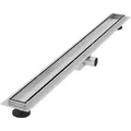 LuxeBath Duschrinne Edelstahl Doppelseitige Bodenablauf 2in1, Komplettset Bodenbefestigung, Duschablauf, Siphon mit Geruchsstop, Haarsieb, Ablaufrinne Dusche silberfarben 90 cm