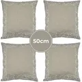 4er Set Kissenbezug Handgefertigt Frisia Weiss 50x50cm - Boho Deko