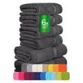 ETÉREA Handtücher 6er Set [100% Baumwolle] - Carli Graphit - 4X Handtuch 2X Saunatücher - Handtuch Set Badetuch - Towel - Gesichtshandtücher - Frottee 500 g/m²