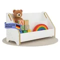 Mein-Regal Bücherbox DOOWY 60,5x24x33,5 cm 2 Ablageflächen Bücherregal Kinder Aufbewahrung Organizer Bücherkiste Holz für Wohnzimmer, Kinderzimmer, Büro Farbe Weiß