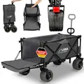 Faltbarer Bollerwagen mit Bremse 100kg breite Räder 12kg