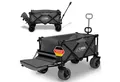 LAWA Living and Lifestyle Bollerwagen faltbar ohne Dach mit Bremse 100kg Traglast 120cm lang verlängerbar (12,4kg leicht, sehr kleines Packmaß), klappbarer Handwagen, Heckklappe, Grau