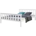 Homestyle4u Doppelbett 140 x 200 cm Bett Bettgestell Weiß Kiefer 890