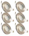 Trango 6er Set 6729IP-062-5WAK IP44 Einbaustrahler Edelstahl gebürstet inkl. 6x 5 W GU10 LED Leuchtmittel 3000K warmweiß Bad, Dusche, Feuchtraum Einbauleuchte, Badleuchte, Deckenspot, Deckenstrahler