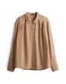 OPUS Damen Langarmbluse | Hemdbluse FAMIGA Loose aus glänzendem Viskose Mix Creamy Camel, 42